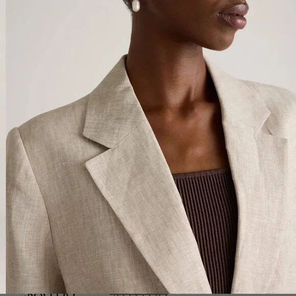 NWT QUINCE 100% European Linen Structured Blazer Jacket Flax Small - Picture 3 of 12